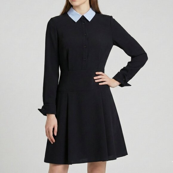 Coach 1941 Black Button Front Collared Shirt Dress Work - Picture 1 of 13